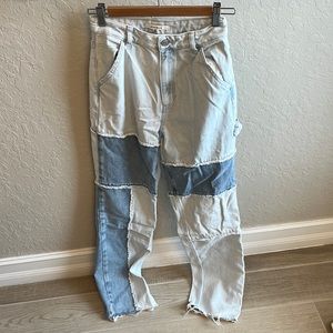 pacsun patchwork high rise wide leg jeans